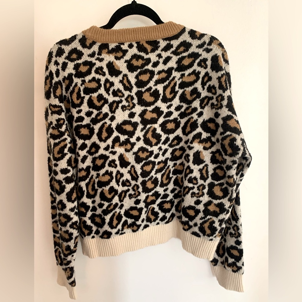 Vero Moda Leopard Print Crew Neck Sweater - Tan/Cream/Black - Picture 3 of 7